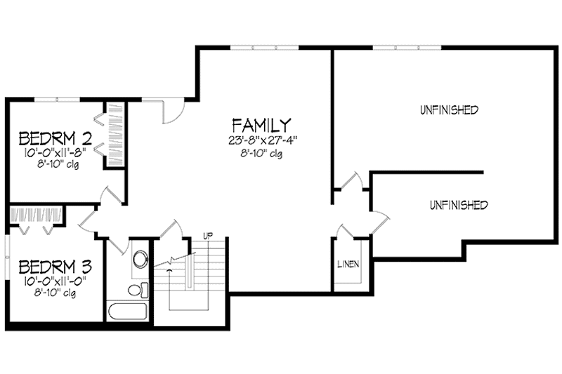 Home Plan - Floor Plan - Lower Floor for Prairie House Plan #320-1428 - 3 bed, 2.5 bath