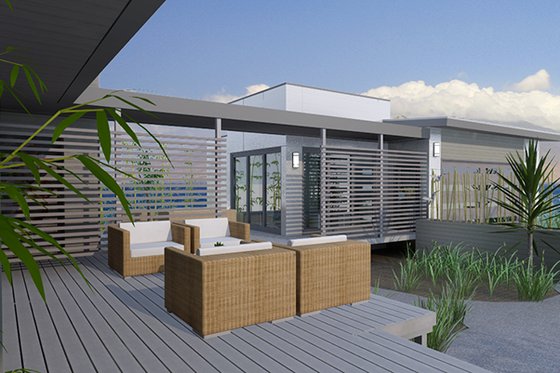 Exterior - Front Elevation 6 for Contemporary House Plan #484-12 - 3 bed, 3 bath