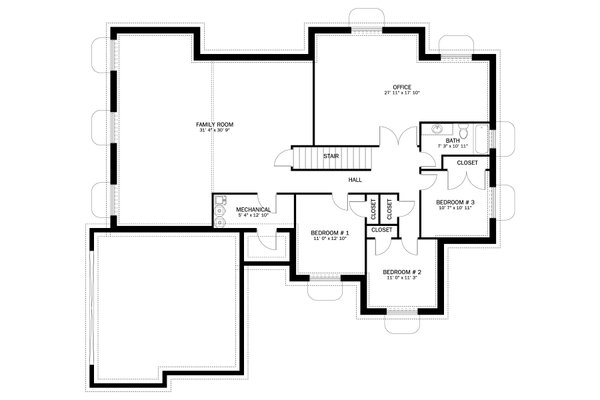 Dream House Plan - Traditional Floor Plan - Lower Floor Plan #1060-272