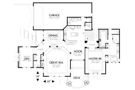 Floor Plan - Main Floor for European House Plan #48-132 - 5 bed, 3.5 bath