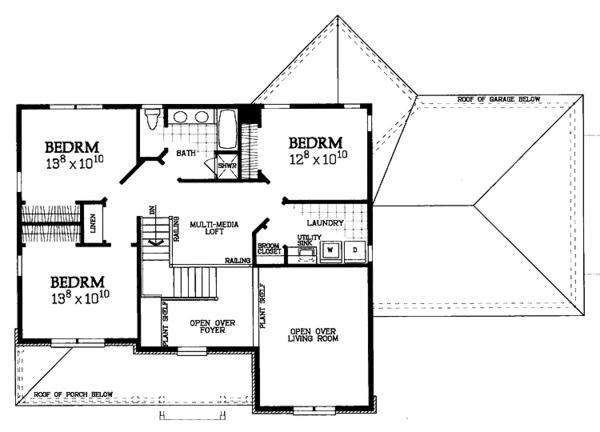 House Blueprint - Country Floor Plan - Upper Floor Plan #72-1091