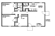 Ranch Style House Plan - 3 Beds 1 Baths 1008 Sq/Ft Plan #30-238 