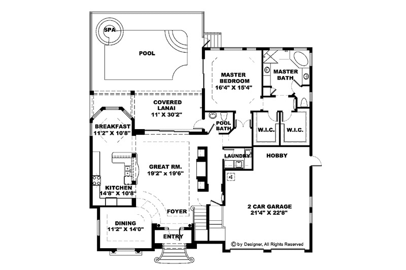 Dream House Plan - Floor Plan - Main Floor for Mediterranean House Plan #1017-8 - 4 bed, 3.5 bath