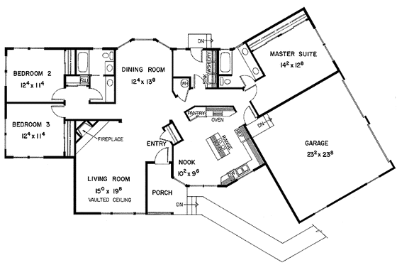 Floor Plan - Main Floor for Contemporary House Plan #60-785 - 3 bed, 2 bath