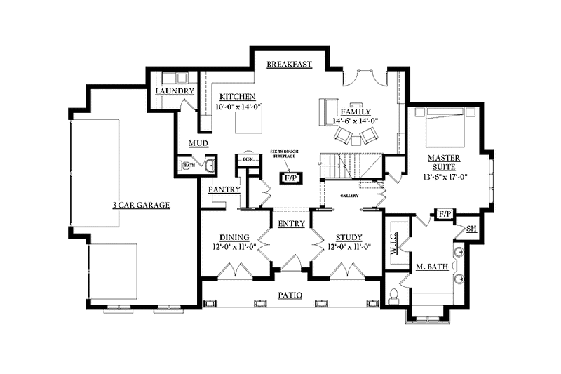 Home Plan - Floor Plan - Main Floor for Prairie House Plan #937-30 - 4 bed, 2.5 bath