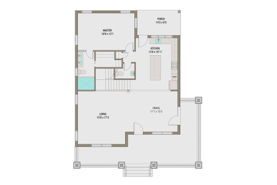 Floor Plan - Main Floor for Craftsman House Plan #461-45 - 5 bed, 3.5 bath