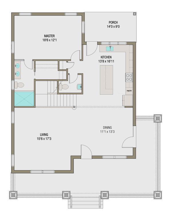 Craftsman Floor Plan - Main Floor Plan #461-45