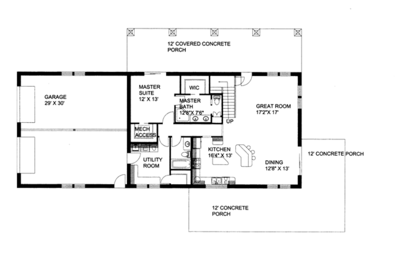 Architectural House Design - Floor Plan - Main Floor for Contemporary House Plan #117-855 - 1 bed, 2 bath