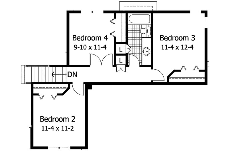 House Blueprint - Floor Plan - Upper Floor for Traditional House Plan #51-895 - 4 bed, 2.5 bath