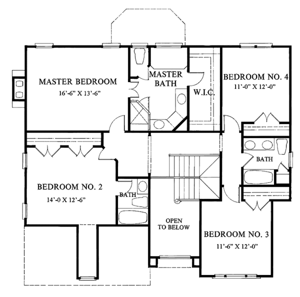 Dream House Plan - Traditional Floor Plan - Upper Floor Plan #429-114