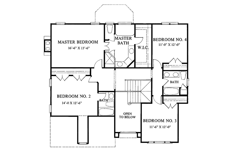 House Blueprint - Floor Plan - Upper Floor for Traditional House Plan #429-114 - 4 bed, 3.5 bath