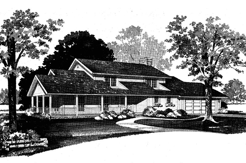 House Blueprint - Country Exterior - Front Elevation Plan #72-719
