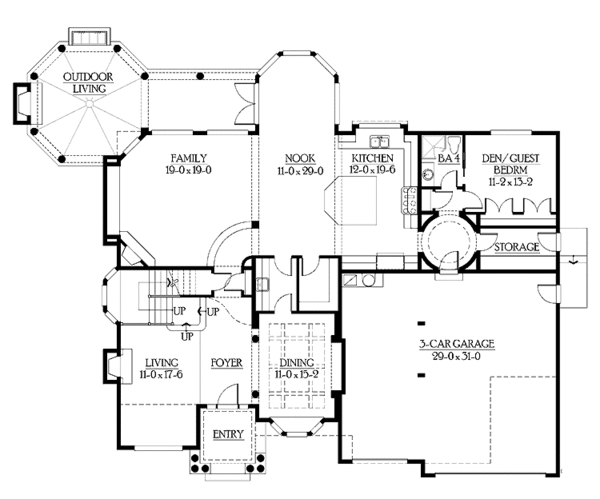 House Plan Design - Craftsman Floor Plan - Main Floor Plan #132-501