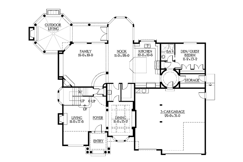 Home Plan - Floor Plan - Main Floor for Craftsman House Plan #132-501 - 5 bed, 4 bath