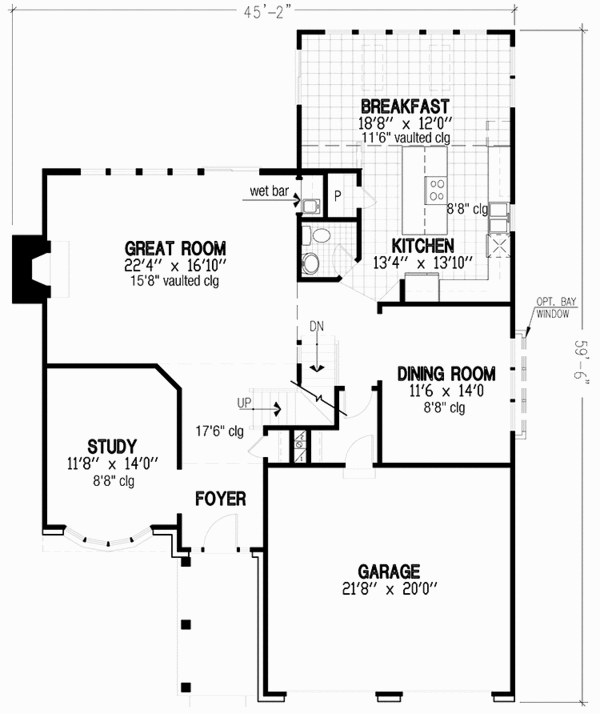 House Blueprint - European Floor Plan - Main Floor Plan #953-108