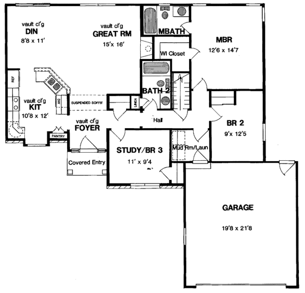 Home Plan - Ranch Floor Plan - Main Floor Plan #316-178