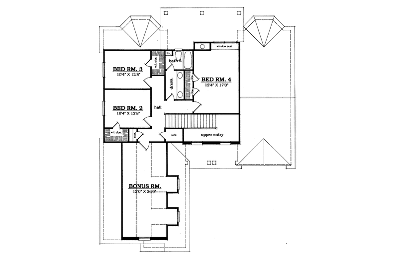Architectural House Design - Floor Plan - Upper Floor for Country House Plan #42-622 - 4 bed, 2.5 bath