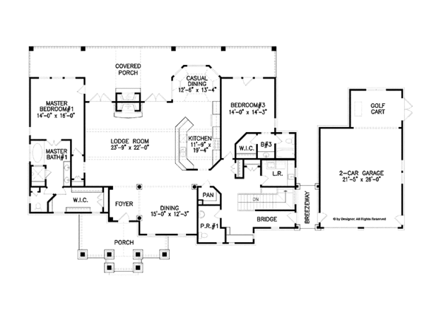 House Design - Ranch Floor Plan - Main Floor Plan #54-365