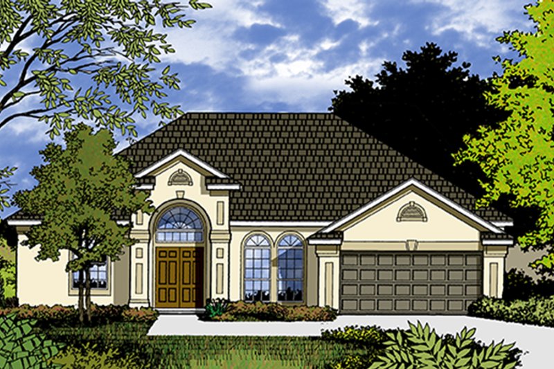 Dream House Plan - Exterior - Front Elevation 4 for Mediterranean House Plan #417-832 - 3 bed, 2 bath