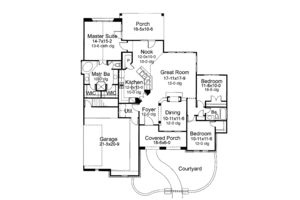 Floor Plan - Main Floor for Mediterranean House Plan #120-209 - 3 bed, 2 bath