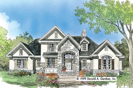 Exterior - Front Elevation 5 for European House Plan #929-570 - 4 bed, 3 bath