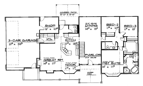 Architectural House Design - Traditional Floor Plan - Main Floor Plan #308-293