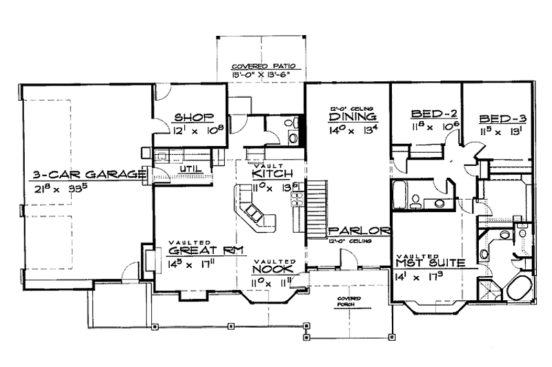 Home Plan - Floor Plan - Main Floor for Traditional House Plan #308-293 - 3 bed, 2.5 bath