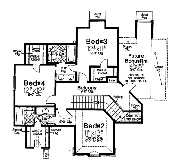 Dream House Plan - Country Floor Plan - Upper Floor Plan #310-1208
