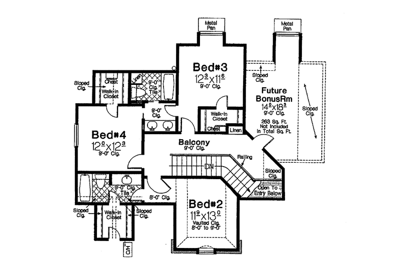 Dream House Plan - Floor Plan - Upper Floor for Country House Plan #310-1208 - 4 bed, 3.5 bath