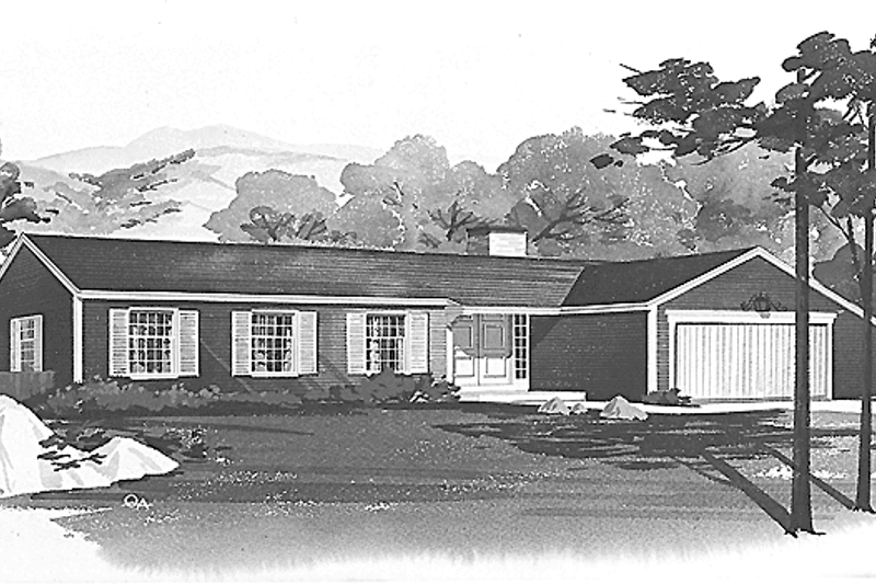 House Blueprint - Ranch Exterior - Front Elevation Plan #72-494