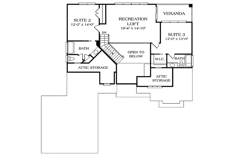 Home Plan - Floor Plan - Upper Floor for Craftsman House Plan #453-253 - 3 bed, 3.5 bath