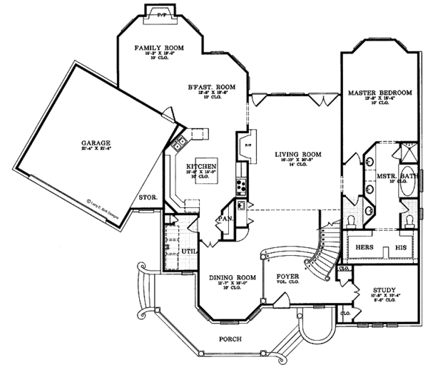 House Plan Design - Mediterranean Floor Plan - Main Floor Plan #952-23