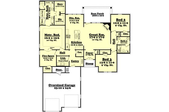 Floor Plan - Main Floor for European House Plan #430-73 - 3 bed, 2 bath