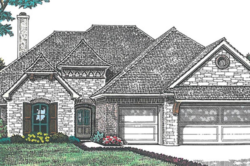 Home Plan - Exterior - Front Elevation 3 for European House Plan #310-1258 - 3 bed, 2 bath