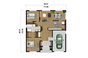 European Style House Plan - 2 Beds 1 Baths 1196 Sq/Ft Plan #25-4974 
