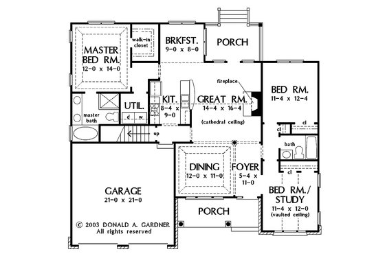 Floor Plan - Main Floor for Traditional House Plan #929-58 - 3 bed, 2 bath