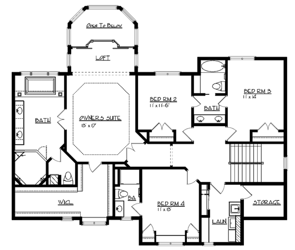 Dream House Plan - Craftsman Floor Plan - Upper Floor Plan #320-992