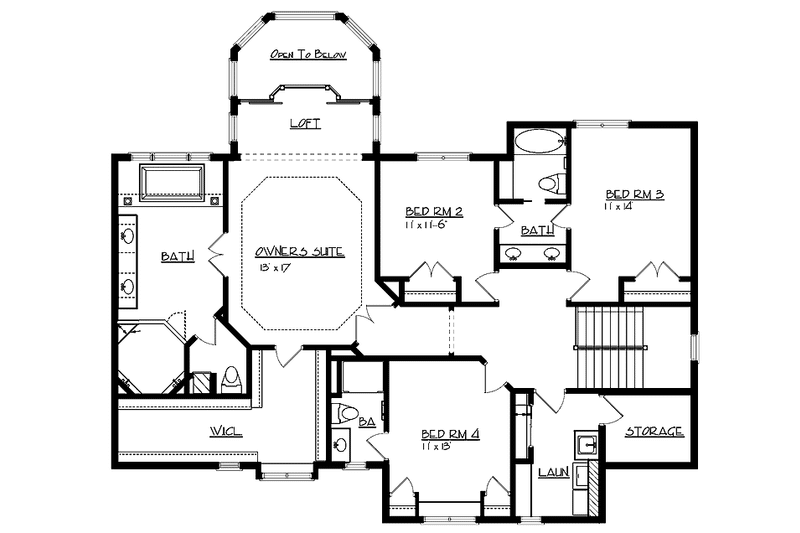 Home Plan - Floor Plan - Upper Floor for Craftsman House Plan #320-992 - 4 bed, 3.5 bath