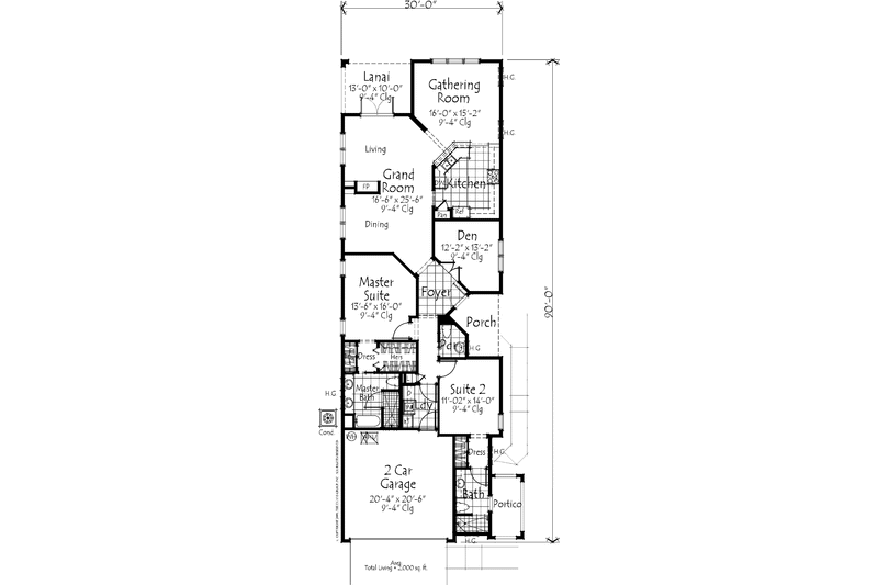 Home Plan - Floor Plan - Main Floor for European House Plan #1007-49 - 2 bed, 2.5 bath