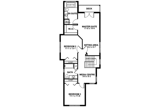 Floor Plan - Upper Floor for Colonial House Plan #126-155 - 3 bed, 2.5 bath