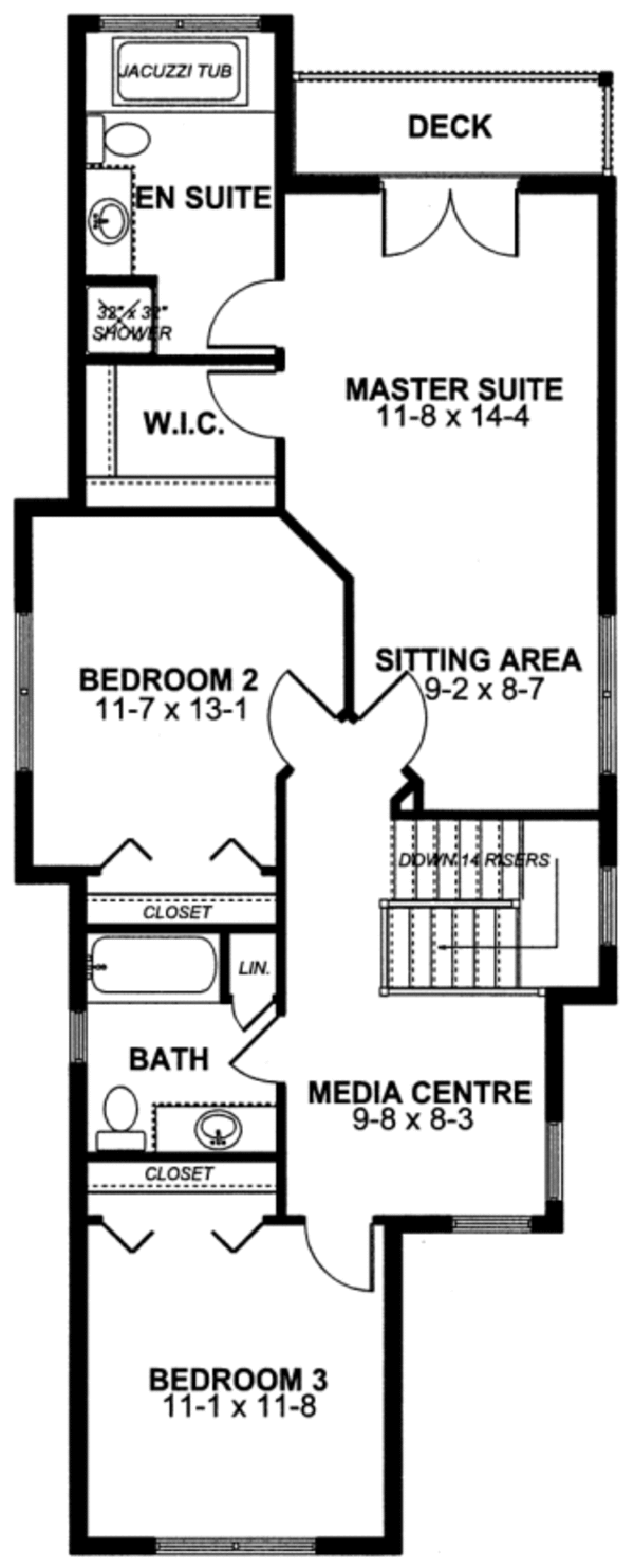Colonial Floor Plan - Upper Floor Plan #126-155