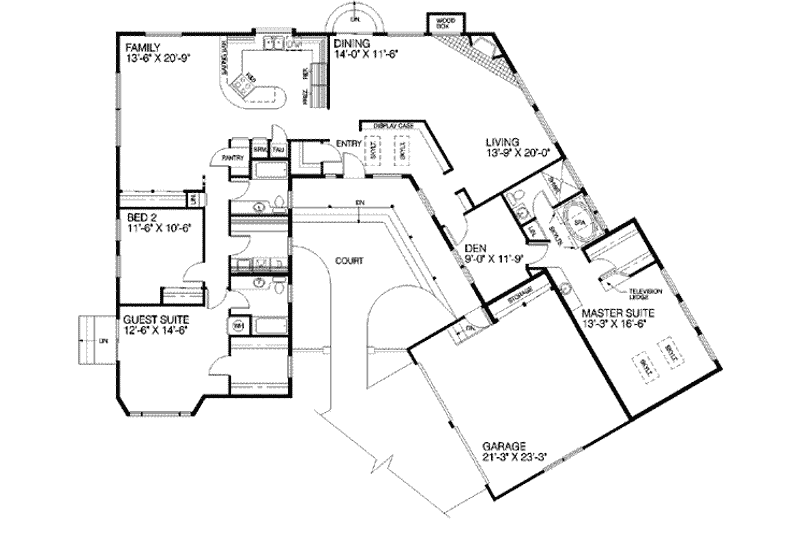 Home Plan - Floor Plan - Main Floor for Traditional House Plan #60-213 - 4 bed, 3 bath