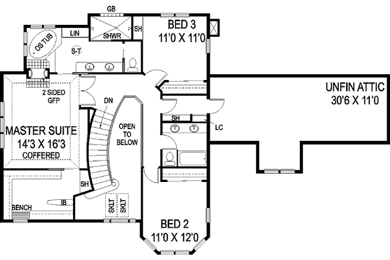 Home Plan - Floor Plan - Upper Floor for Victorian House Plan #60-1013 - 4 bed, 3 bath