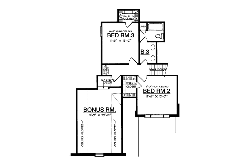 Home Plan - Floor Plan - Upper Floor for Traditional House Plan #40-491 - 3 bed, 2.5 bath