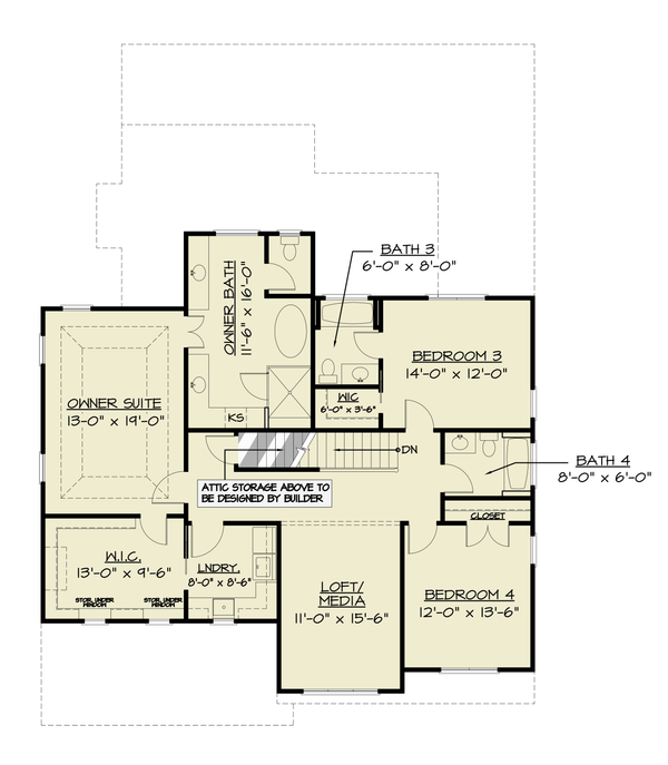 Craftsman Floor Plan - Upper Floor Plan #119-450