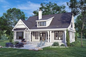 Exterior - Rear Elevation for Cottage House Plan #929-1137 - 3 bed, 3 bath