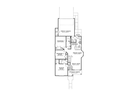 Floor Plan - Main Floor for Ranch House Plan #17-2719 - 3 bed, 2 bath