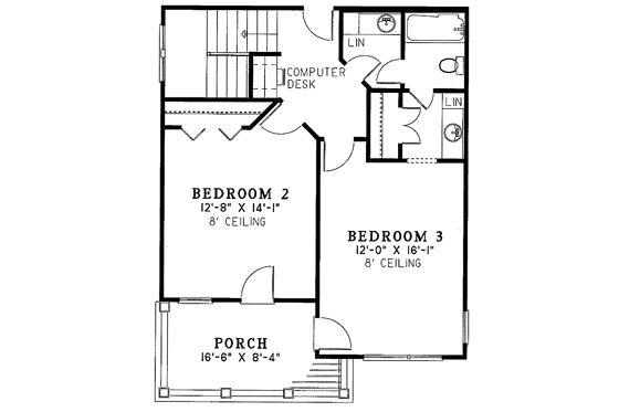 Floor Plan - Upper Floor for Classical House Plan #17-2669 - 3 bed, 2.5 bath