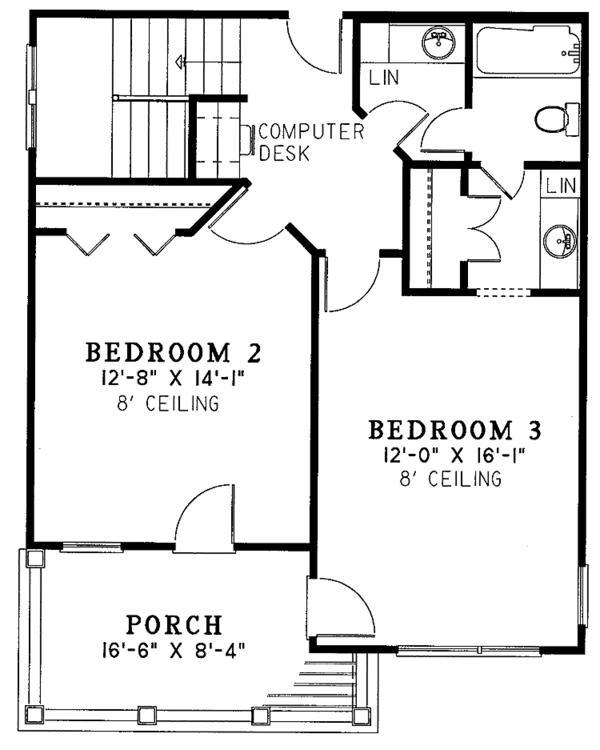 Architectural House Design - Classical Floor Plan - Upper Floor Plan #17-2669