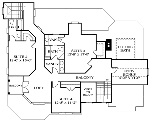 House Design - Traditional Floor Plan - Upper Floor Plan #453-310